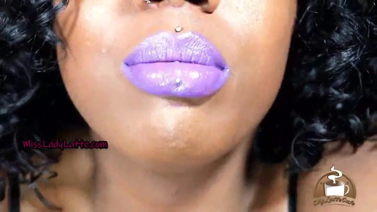 Ebony Lipsjoi - Free Cumming to My Purple Lips JOI Lipstick Fetish Full Lips Throat Worship  Femdom POV - Lady Latte Porn Video - Ebony 8