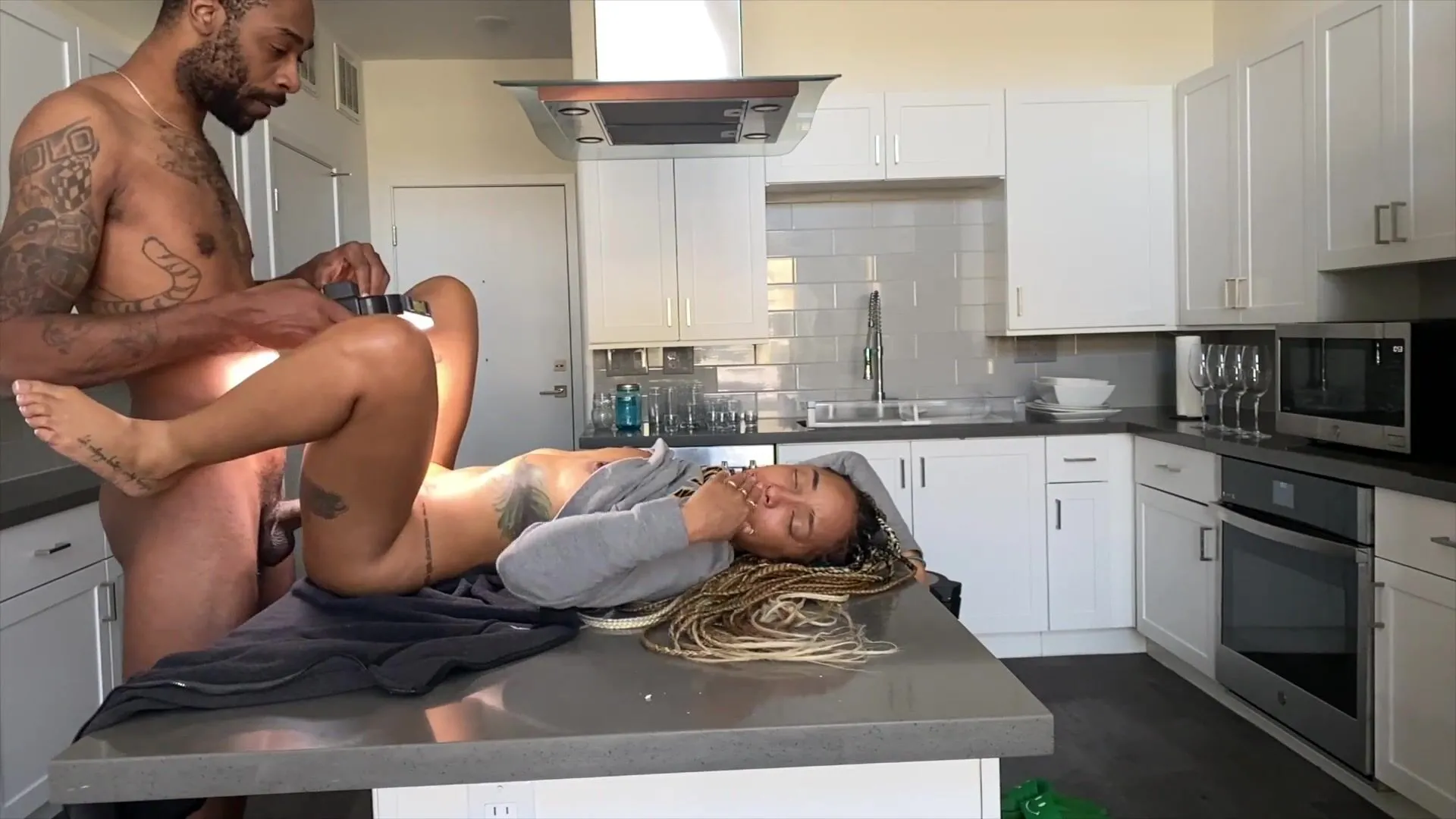In The Kitchen - Free Black Coarse Kitchen Sex (Full On RED) Porn Video - Ebony 8